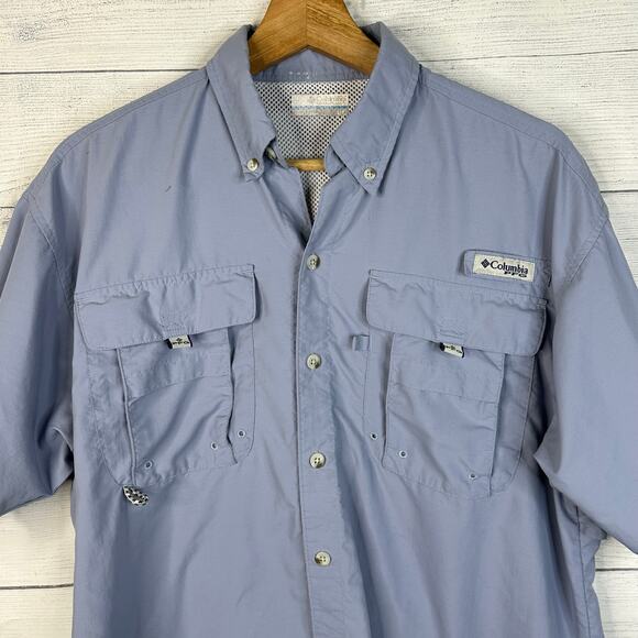 Columbia Mens size Small Bahama II Short Sleeve Shirt Blue 1011651 - Picture 3 of 9